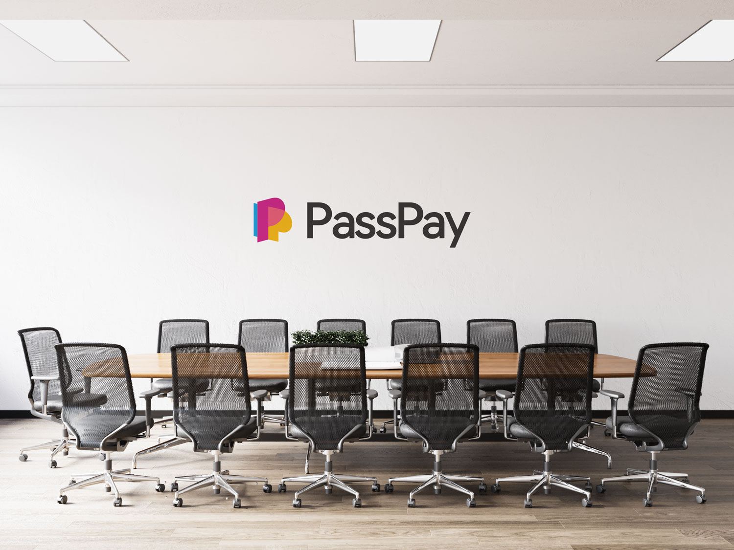 PassPayロゴ（オフィス内装）